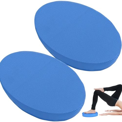 Ssguopte 2Pcs Foam Balance Pad Oval Soft Anti-Slip Yoga Pad Cushioning Protection with Closed-Cell Structure 2in Thick Exercise Balance for Strength Training, Lower Back, Knees (Blue)