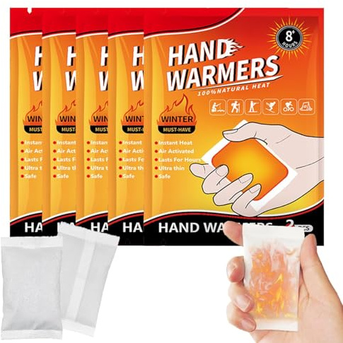 Calentadores de Manos, Hand Warmer Calentador de Manos, Calienta Bolsillo, Activado por Aire, 8 Horas Calor, para Senderismo, Esquí, Actividades al Aire Libre, 10pc