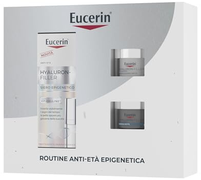 Eucerin Skincare Kit Routine Anti-Età Epigenetica, Cofanetto regalo donna beauty antirughe con Hyaluron-Filler Siero Viso Epigenetic Serum 30 ml, Mini Crema Giorno SPF30 20 ml e Mini Crema Notte 20 ml