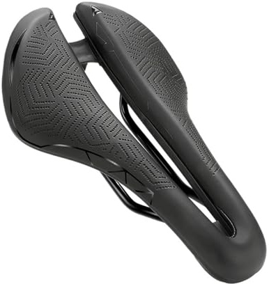 Genérico Sillín de Bicicleta Hueco y Transpirable for Carreras en Carretera, Asiento con cojín Suave e Impermeable. Accesorios Ciclismo(Black)
