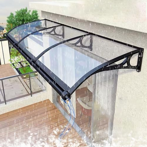 Markis för ytterdörr, fönster, polykarbonat, terrassöverdrag med aluminiumfäste, UV- och väderbeständigt skydd (transparent)