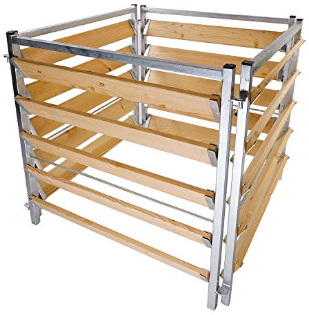 bellissa - Compostiera in legno/metallo, 100 x 100 x 100 cm