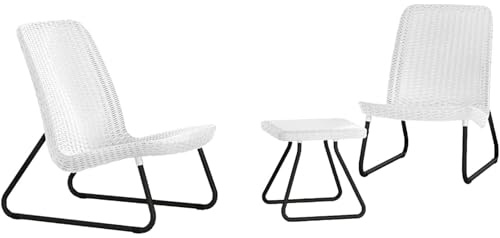 Keter 17197637 Lounge Set Rio, Rattanoptik, Kunststoff, weiß, Mittel