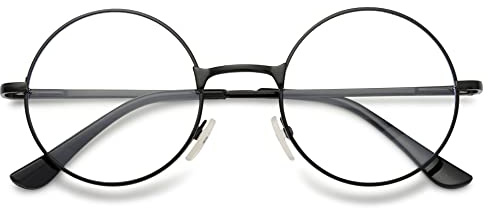 VEVESMUNDO Runde Metall Lesebrille Gafas Cerca 1,5 Herren Damen Nickelbrille Lennon Brille Lesehilfe Stärke (Schwarz, 2.5)