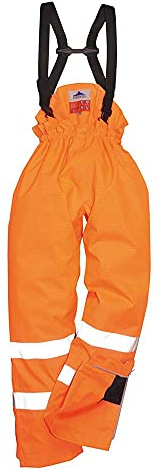 Portwest Pantalón De Alta Visibilidad, Ignífugo Y Antiestático Bizflame Rain, Con Forro, Tamaño: XXXL, Color: Naranja, S781ORRXXXL