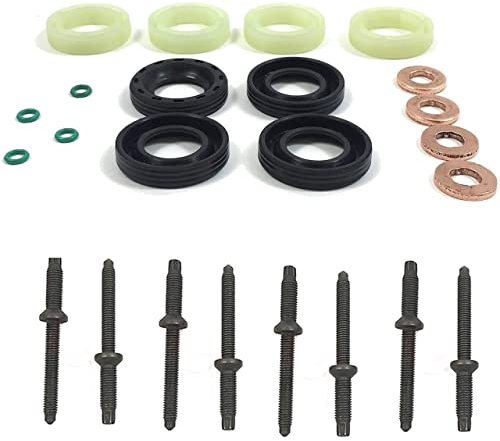 MKAREPART Kraftstoffeinspritzdüsen-Dichtungsset, Ersatz – Kraftstoffeinspritzdüsen-Dichtung + Unterlegscheibe + O-Ring-Set + Einspritzdüsenbolzen (mit Einspritzdüsen)
