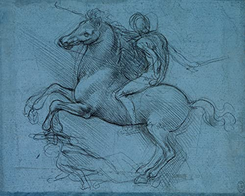 Canvas A Study for an Equestrian Monument Sforza Horse Rider with Armor 1490 Sketch By Leonardo da Vinci Repro on Canvas 16 X 20 Image Size Shipped Rolled Up