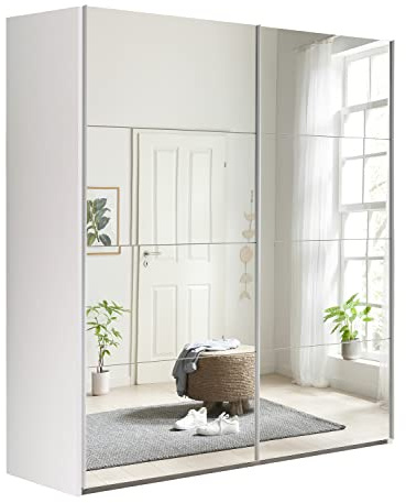 Composad | Armadio della Linea SYSTEMA, Armadio a 2 Ante Scorrevoli con Ante a Specchio, Camera da letto, (LxAxP) 200x223x67 cm, Colore Bianco, Made in Italy