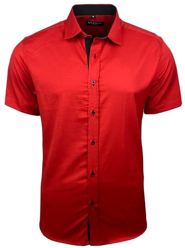 Baxboy B-455 - Chemise à manches courtes pour homme - Coupe ajustée - Facile à repasser - Pour affaires, mariage, loisirs - Moderne - B-455 - Taille S à 4XL