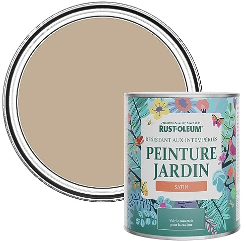 Rust-Oleum 750ml Satin Garden Paint - Salted Caramel, Brown Mould-Resistant, Waterproof, Exterior