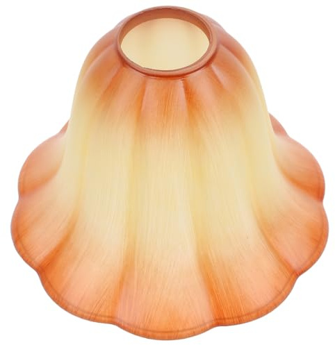 Holibanna Glass Lampshade: Flower Stripe Lampshade Amber Glass Bell Shade Light Bulb Cover for Table Lamp Floor Lamp Wall Sconces for E27 Socket Shades