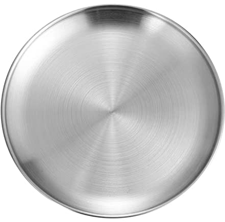 Tomotato Edelstahl Teller, 30cm Rund Metall Essteller Wiederverwendbar Dessertteller für Küche, Camping, Picknick, Spülmaschinenfest