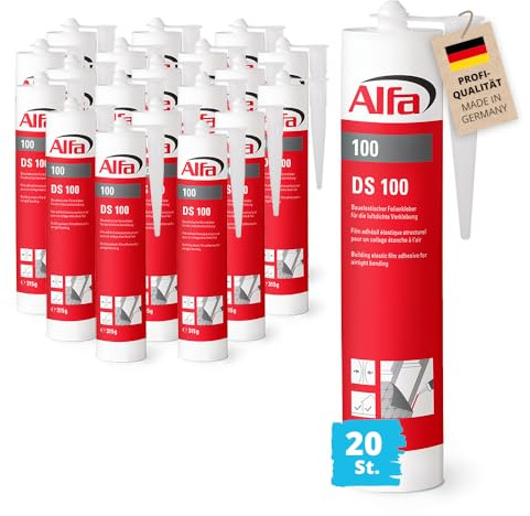 100 ALFA DS - Colle d'étanchéité, 20 pièces, 315g, pour pare-vapeur - intérieur/extérieur, colle hermétiquement tous les chevauchements de film et écrans