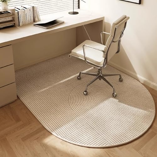 Alfombra para Silla de Escritorio con Base Antideslizante - Protector Suelo Arqueado para Gaming, Oficinas y Entornos Profesionales (Beige,100x120cm)
