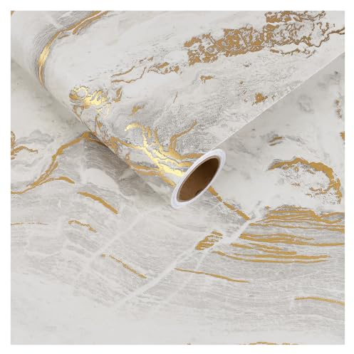 CRE8TIVE Papier Peint Marbre Beige Or Mat Vinyle Adhesif Impermeable Papier Peint Autocollant Beige 30 x 200cm Papier Adhesif pour Meuble Cuisine Armoire Moderne Film Adhesif pour Meuble Salle de Bain