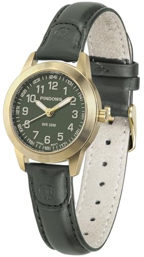PINDOWS Damenuhren, Elegantes analoges Quarzdesign mit Lederarmband, wasserdichte modische Armbanduhr mit gut lesbarem Leuchtzifferblatt