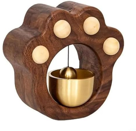 HavenDomicile Timbre de puerta de madera, campanilla de apertura decorativa, campanilla magnética con diseño de pata de gato, campanillas de viento para el hogar, oficina, puerta de hierro