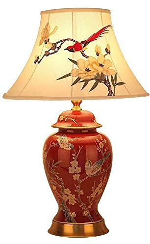 Ceramic Table Lamp, Large Oriental Chinese Style Living Room/Bedroom Bedside Lamp, Retro Design