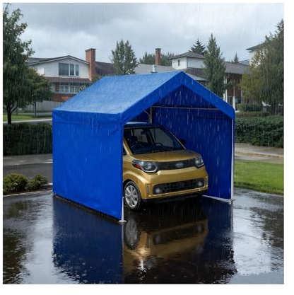 Cocheras Metálicas con Toldo Reforzado Y Estructura Reforzada para Estacionar Camionetas, Vehículos Recreativos Y SUV(Blue,9.8x9.8x6.5ft)