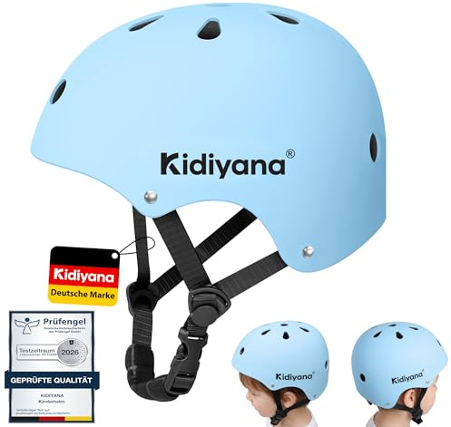 Kidiyana Barnhjälm från 6–14 år, M (54–58 cm) – lätt barncykelhjälm med ABS-hårt skal och EPS-skum, justerbar och andningsbar för cykel, skoter, skoter och inliner, blå