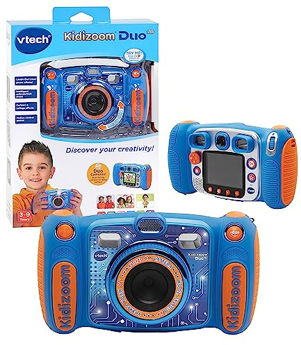 VTech Kidizoom Duo Camera 5.0 For Kids with Colour Display, 5MP, For Photos, Selfies & Videos, 4X Digital Zoom, Games, Photo Editing & Effects, for Infants aged 3, 4, 5, 6, 7 + years, Blue