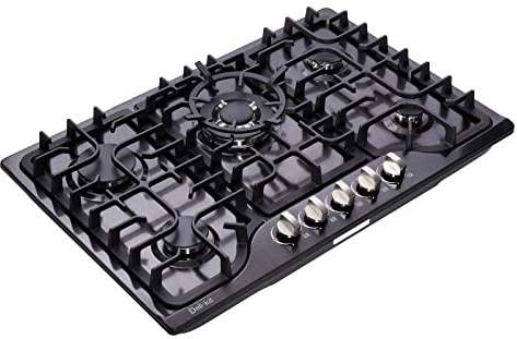 Deli-Kit 30 Inch LPG/NG Gas Cooktop Dual Fuel 5 Sealed Brass Burner Stainless Steel Hob 110V AC pulse Ignition Stainless Steel Gas Cooktops DK257-B01 Gas Hob