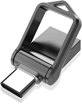 KOOTION USB Stick 64GB, USB C Stick USB 3.0 OTG Speicherstick 2-in-1 USB Flash Laufwerk Type C Flash Drive mit wasserdichtem Schlüsselanhänger für PC/Laptop/Notebook, Typ-C Mobiltelefon (Schwarz)