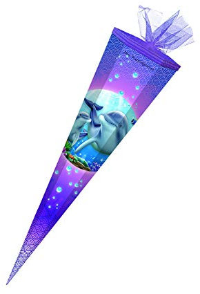 Schultüte mit Gravur / Zuckertüte / 85cm / eckig / Delfin