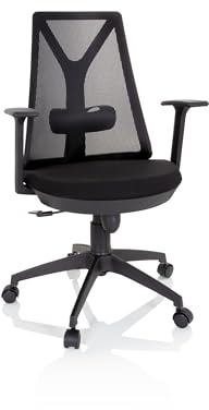 hjh OFFICE 661006 Home-Office Bürostuhl FALUN Basic Stoff/Netz Büro Drehstuhl mit Netzrücken & Lordosenstütze, Schwarz