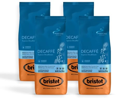 Bristot Caffè Decaffeinato Macinato 1kg - Caffè Moka Con Miscela Di Arabica Del Brasile E Robusta Del Sud Est Asiatico. Caffe Decaffeinato Che Offre Un'esperienza Gustativa Completa.