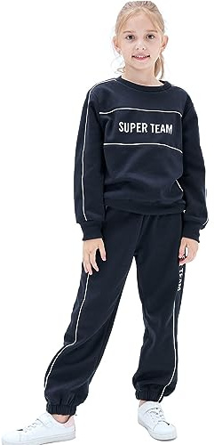 NATUST Kids Tracksuit Hoodie with Jogger Sweatpants Sports Activewear Set Girls Boys Navy 5-6 Years (manufacturers's size: 120)