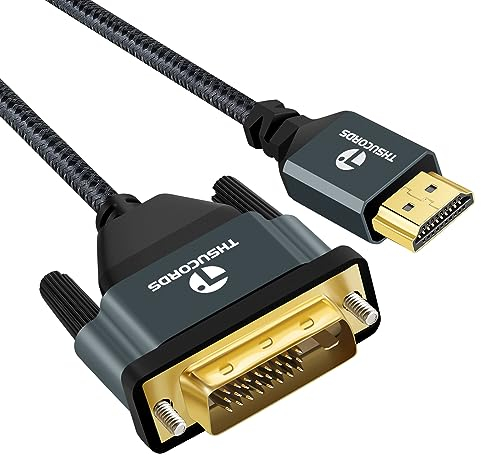 Thsucords 4K HDMI zu DVI Kabel 3M, Vergoldetes geflochtenes DVI zu HDMI Kabel Bidirektional kompatibel mit Projektor, Laptop, TV, PC, DVD Player