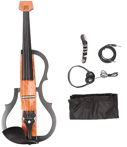 Elektrisk Fiol 4/4 Full Storlek, Tyst Elektrisk Violin Justerbar Ljudkvalitet, Kolfiber lönnträ Tyst Fiol med Pickup, Hörlurar, Axelstödsset för övning Nybörjare