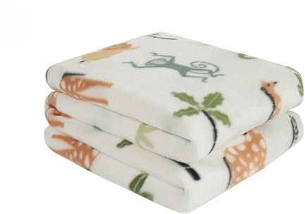 OHS Kids Fleece Blanket Safari Animals, Throw Blanket Super Soft Decorative Bed Throw Sofa Blanket Comfy Fleece Throw Thermal Blanket, White 120x150cm