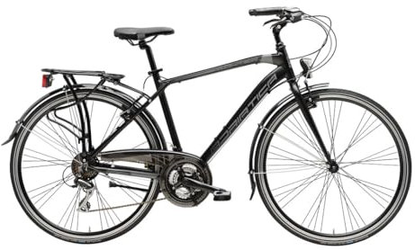 Adriatica Bazam - Bicicleta Touring para hombre de 28 pulgadas, City-Trekking Boxter HP, cambio de 21 velocidades, cuadro de aluminio, talla 45, negro mate
