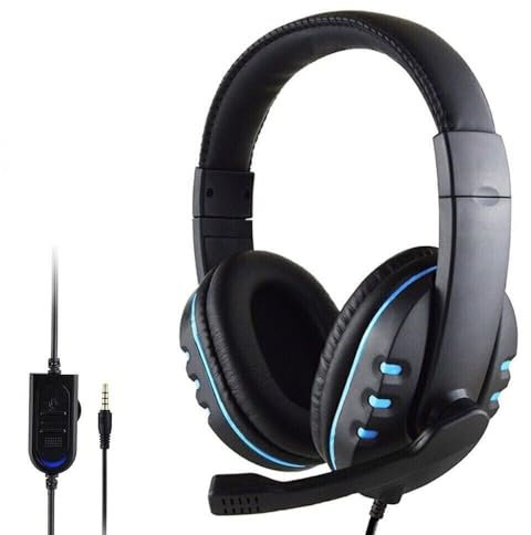Mr.Gadget's Solutions Auriculares de juego con cable de 3,5 mm, con cancelación de ruido, con micrófono y control de volumen para PC, portátil, teléfono inteligente