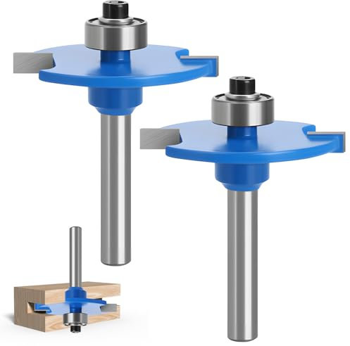 COZHYESS 2Pcs 3 in 1 Biscuit Jointer Router Bit, 1/4”Shank Biscuit Joint Slot Cutter Router Bits & 3 Bearing Set, Slot Woodworking Tool for Plywood Slotting, Grooving, Rebating