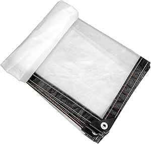 1,5 x 2 m Lona Transparente con Ojales, Lona Impermeable Transparente, Lona de Polietileno Impermeable, Resistente a la Intemperie, Cubierta para Plantas para terraza, balcón, cenador