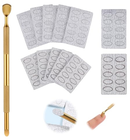 Nail Etching Tool Etch N Prep Tool Nail Sanding Pads Self-Adhesive Cuticle Pusher Tools Reusable Nails File Dual Ended Cuticle Remover with Grit Sandpaper Sheets (50 Pcs 240# 50 Pcs 180#)