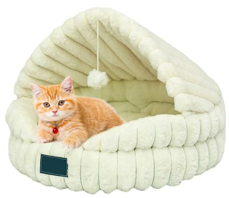 Davivian Cuccia Riscaldata per Gatti - Cuccia Calda per Cani - per Animali Domestici Semichiusa per Inverno,Ideale per Camera da Letto Soggiorno Studio Riposo Notturno e Diurno Post