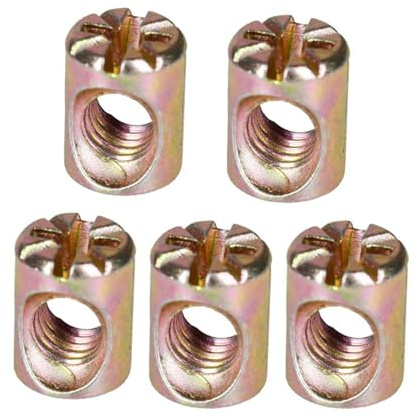 Écrou de canon, Écrou à sertir M6 en fer zingué for meubles, écrou encastré, cheville cylindrique for chaise ou lit en bois, écrou à frapper fendu, Si(M6 (5Pcs),10mm)