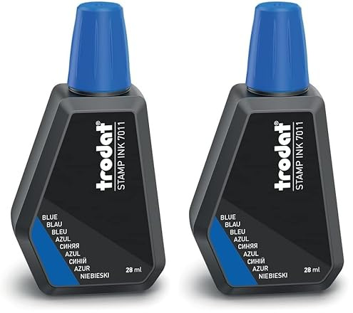 Trodat 7011 Tinta para Sellos de Entintado Manual, 28ml, Azul (Paquete de 2)