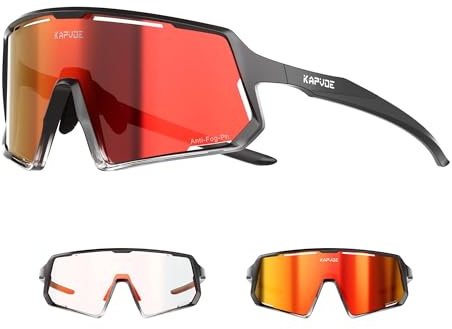 KAPVOE Anti-fog Photochromic Cycling Glasses Men Women Clear Mountain Bike Sunglasses Transition Sports Triathlon MTB K164