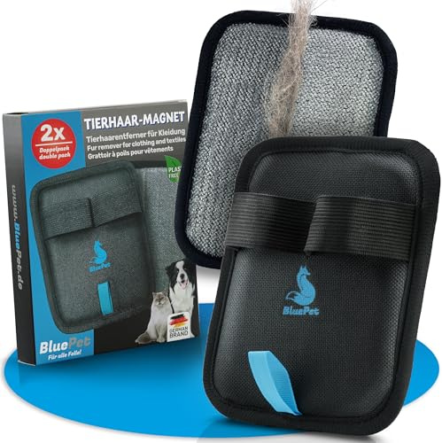 BluePet 2X Fellhandschuhe Katze Hund, Handschuh Tierhaarentferner Magnet