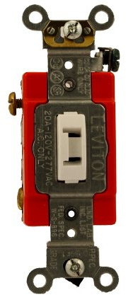 Leviton 20-Amp, 120/277-Volt, Toggle Locking Single-Pole AC Quiet Switch, Extra Heavy Duty Spec Grade, 1221-2WL, White