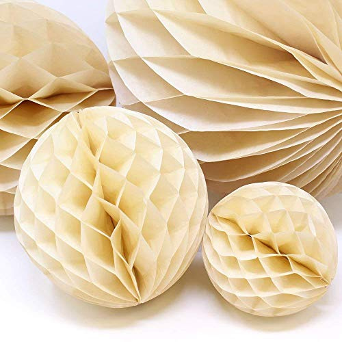 8(20CM) Paper Honeycomb Balls (Pack of 3) Several Colours Available (Cream)