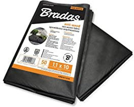 Bradas awb5011005, Fond Tissu en Non-tissé pour Jardin Herbicide, 50 g/m², 1,1 x 5 m Noir