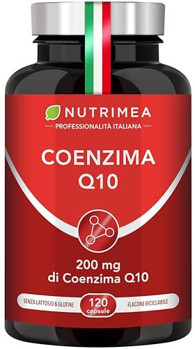 COENZIMA Q10 | Ubichinone Puro | 200mg di CoQ10 al Giorno | 120 Capsule Vegane | Fermentazione Batterica | Altamente Assimilabile | Antiossidante | Nutrimea