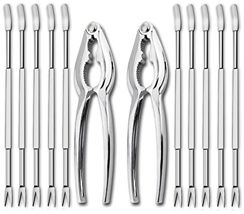 Artcome 12 Pieces Seafood Tools Set Including 2 Lobster Crab Crackers and 10 Forks