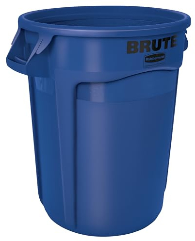 Rubbermaid Commercial Products BRUTE 32G Blue Vented Trash Container, for Landscapers/Construction Sites/Restaurants/Back of House/Offices/Warehouses/Commercial Environments